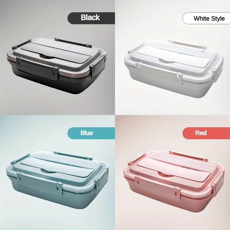 Easy-Clean Bento Container For Students & Office Workers,Leak-Proof Stainless Steel Lunch Box With 3/4 Compartments - Durable Easy-Clean Bento Container For Students & Office Workers,Leak-Proof Stainless Steel Lunch Box With 3/4 Compartments - Durable