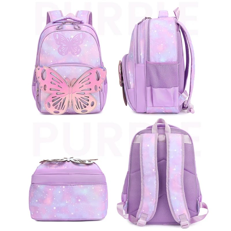 3-Piece Butterfly Pattern Girl's Backpack Set Student School Bag with Tote Pouch Waterproof Bookbags Kawaii Dreamy Schoolbag Set 3-Piece Butterfly Pattern Girl's Backpack Set Student School Bag with Tote Pouch Waterproof Bookbags Kawaii Dreamy Schoolbag Set