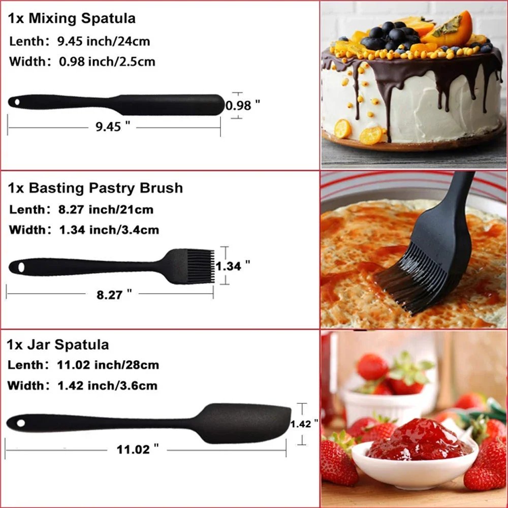 6Pcs Silicone Spatula Set Food Grade Non Stick Heat Resistant Spatulas Turner for Cooking Baking Mixing Baking Tools