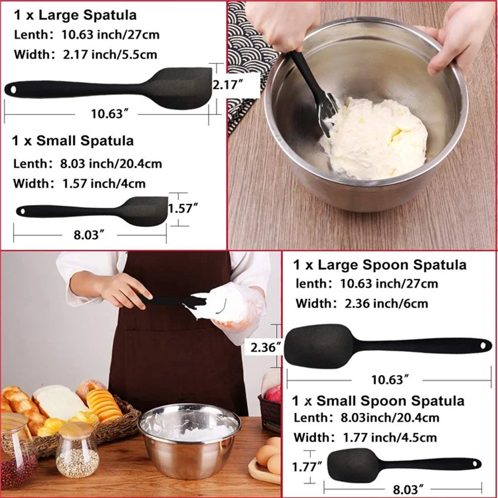 6Pcs Silicone Spatula Set Food Grade Non Stick Heat Resistant Spatulas Turner for Cooking Baking Mixing Baking Tools