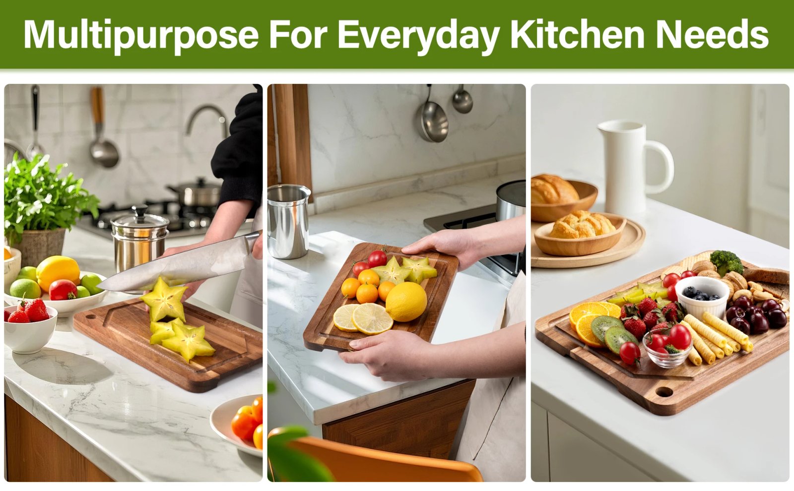 3 Pcs Set of Hanging Hole Acacia Wood Cutting Boards for Slicing Fruits Vegetables Sorting Trays with Juice Grooves And Racks 3 Pcs Set of Hanging Hole Acacia Wood Cutting Boards for Slicing Fruits Vegetables Sorting Trays with Juice Grooves And Racks