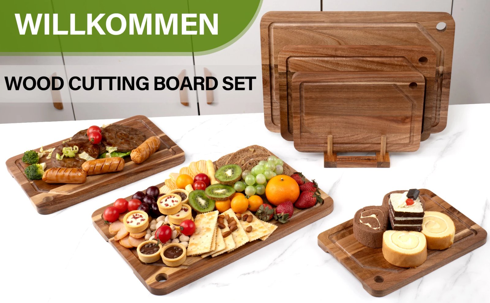 3 Pcs Set of Hanging Hole Acacia Wood Cutting Boards for Slicing Fruits Vegetables Sorting Trays with Juice Grooves And Racks 3 Pcs Set of Hanging Hole Acacia Wood Cutting Boards for Slicing Fruits Vegetables Sorting Trays with Juice Grooves And Racks
