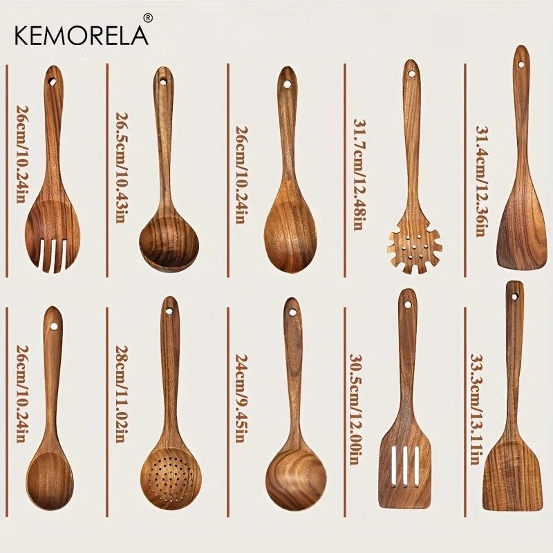 10PCS Natural Wooden Spoons –Kitchen Utensils for Stirring, Mixing & Serving – Durable Splinter-Free Wooden Spatulas & Ladles 10PCS Natural Wooden Spoons –Kitchen Utensils for Stirring, Mixing & Serving – Durable Splinter-Free Wooden Spatulas & Ladles