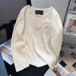 Women's Ribbed Long-Sleeve Cotton T-Shirt
