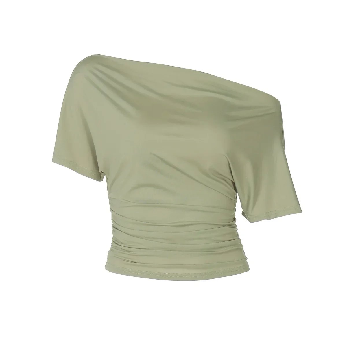 Women's Off Shoulder Tops Summer New Fashion Slim Solid Short Sleeve Cropped Femme Party Sexy Street Casual Basics Pullover Tees