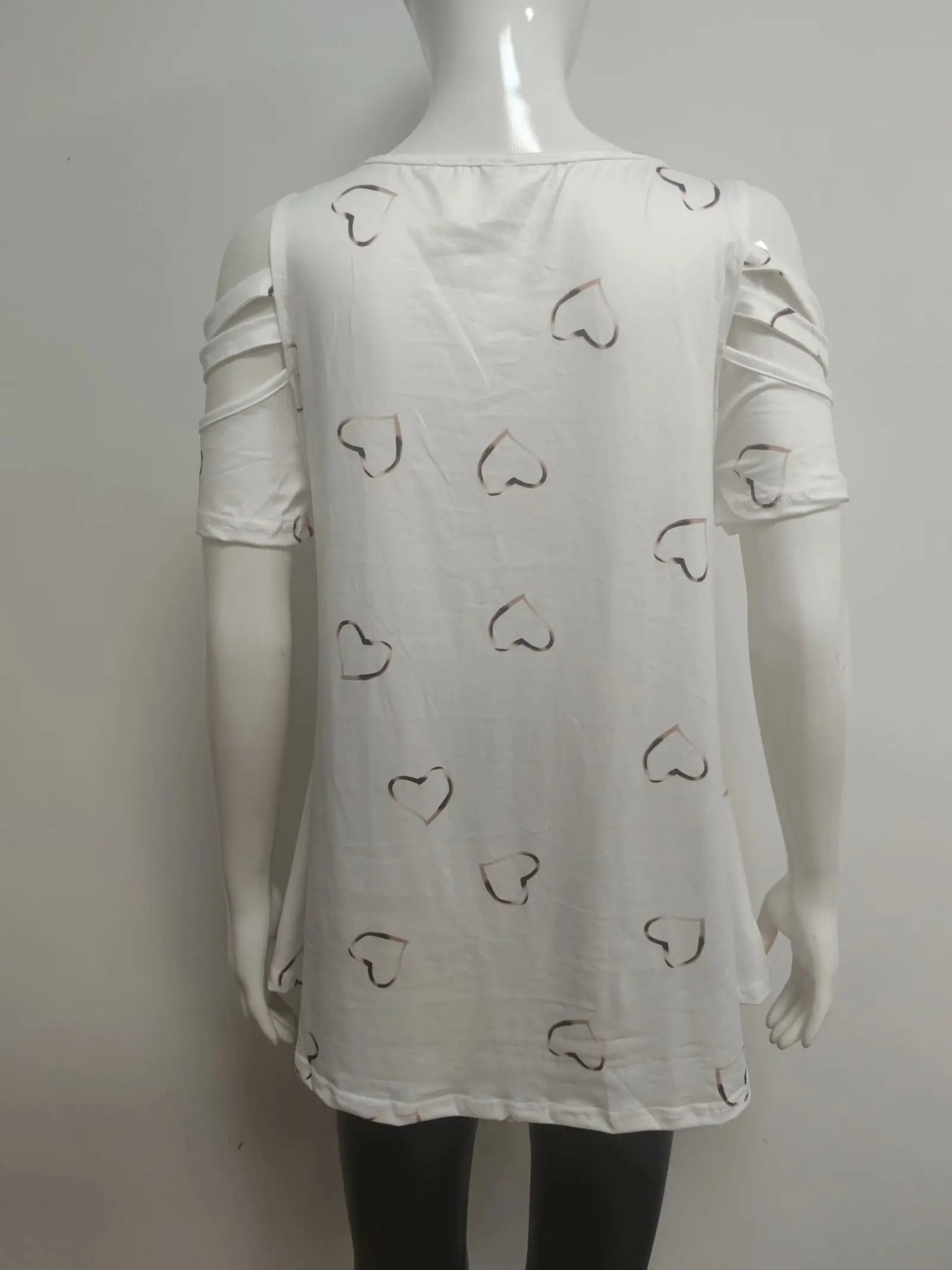2024 Summer Women's V-Neck Zipper Printed Short Sleeve Tops Loose T-Shirts