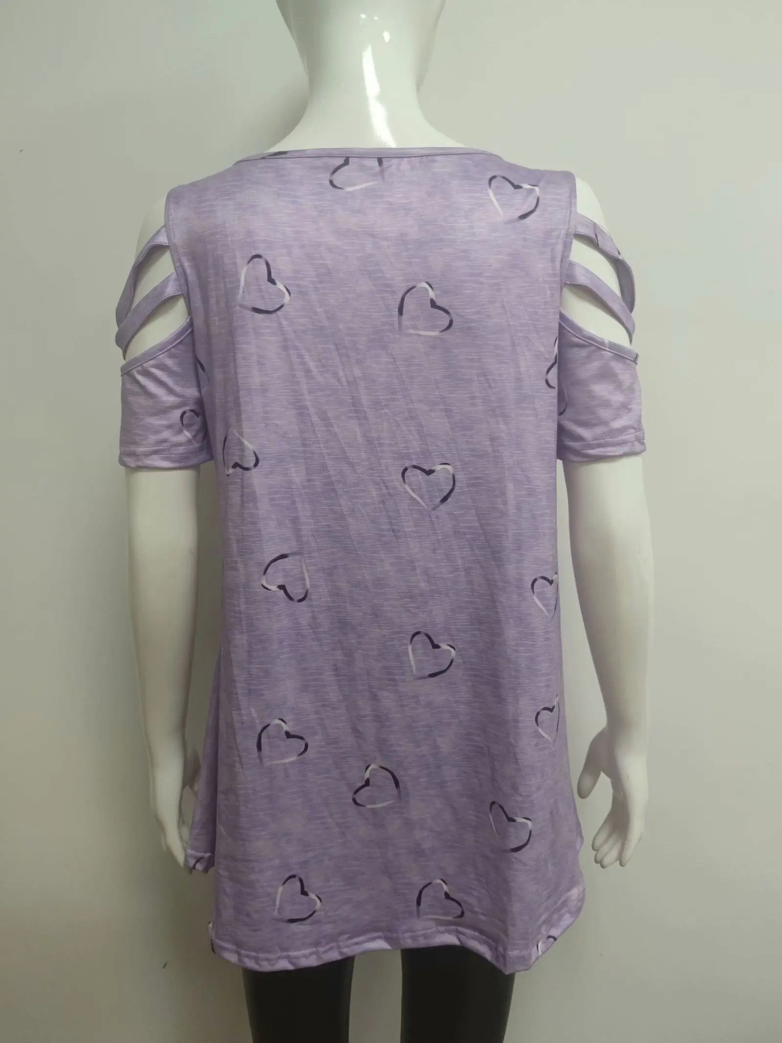 2024 Summer Women's V-Neck Zipper Printed Short Sleeve Tops Loose T-Shirts