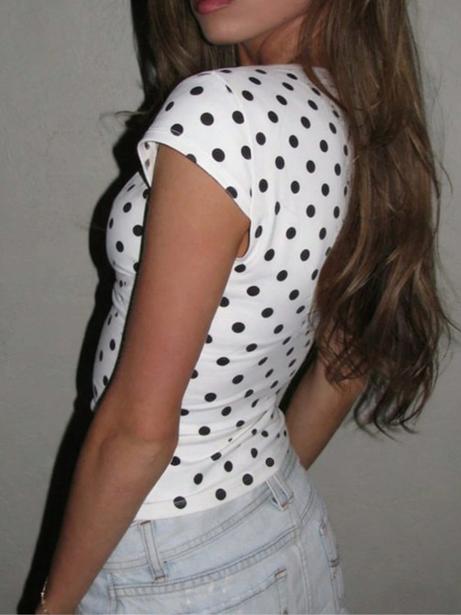 Women's Fashion Casual Retro Simple Versatile Lace‑Trimmed V‑Neck Polka‑Dot Short‑Sleeve T‑Shirt Women's Fashion Casual Retro Simple Versatile Lace‑Trimmed V‑Neck Polka‑Dot Short‑Sleeve T‑Shirt