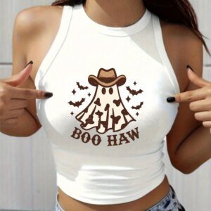 Hottie Women's Y2k Fashion Fall Summer Trendy Vest Halloween Cute Funny Print Design Sexy Short Top Cool Style Clothes for Woman