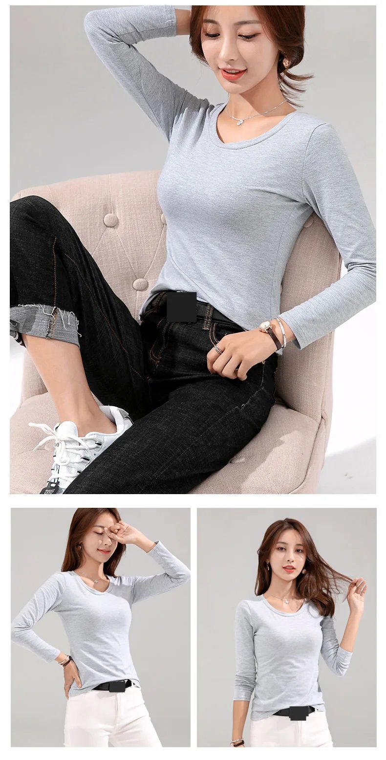 MRMT 2026 Brand New Women's T-shirt Slim Pure Cotton 95% Women T-shirt Long-sleeved for Female Thin White Tops Woman Tees Shirt