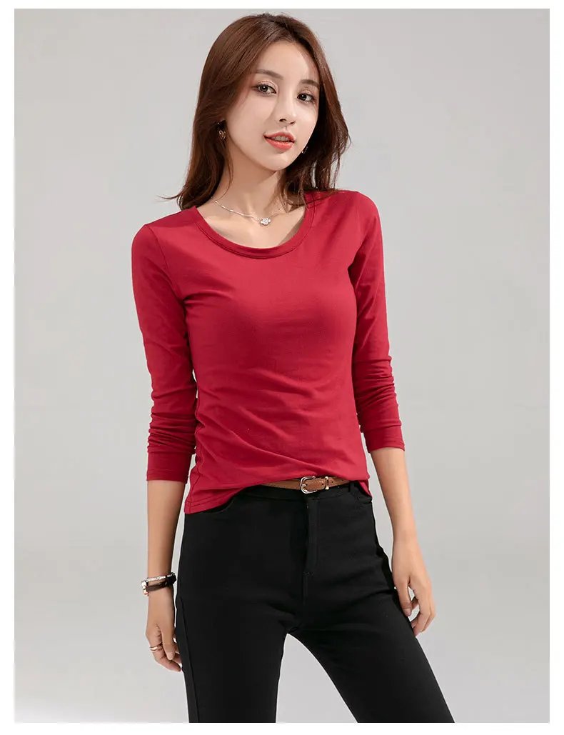 MRMT 2026 Brand New Women's T-shirt Slim Pure Cotton 95% Women T-shirt Long-sleeved for Female Thin White Tops Woman Tees Shirt