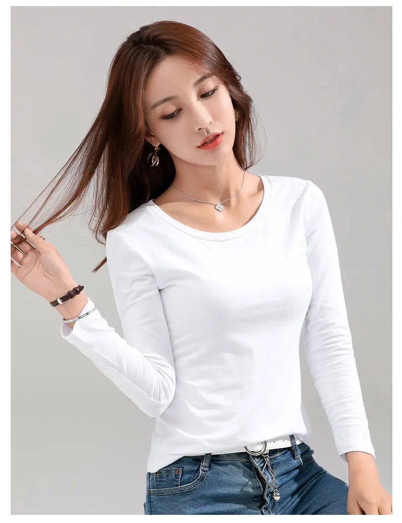 MRMT 2026 Brand New Women's T-shirt Slim Pure Cotton 95% Women T-shirt Long-sleeved for Female Thin White Tops Woman Tees Shirt