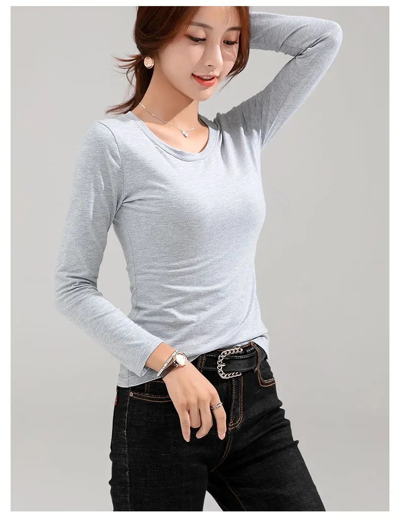 MRMT 2026 Brand New Women's T-shirt Slim Pure Cotton 95% Women T-shirt Long-sleeved for Female Thin White Tops Woman Tees Shirt