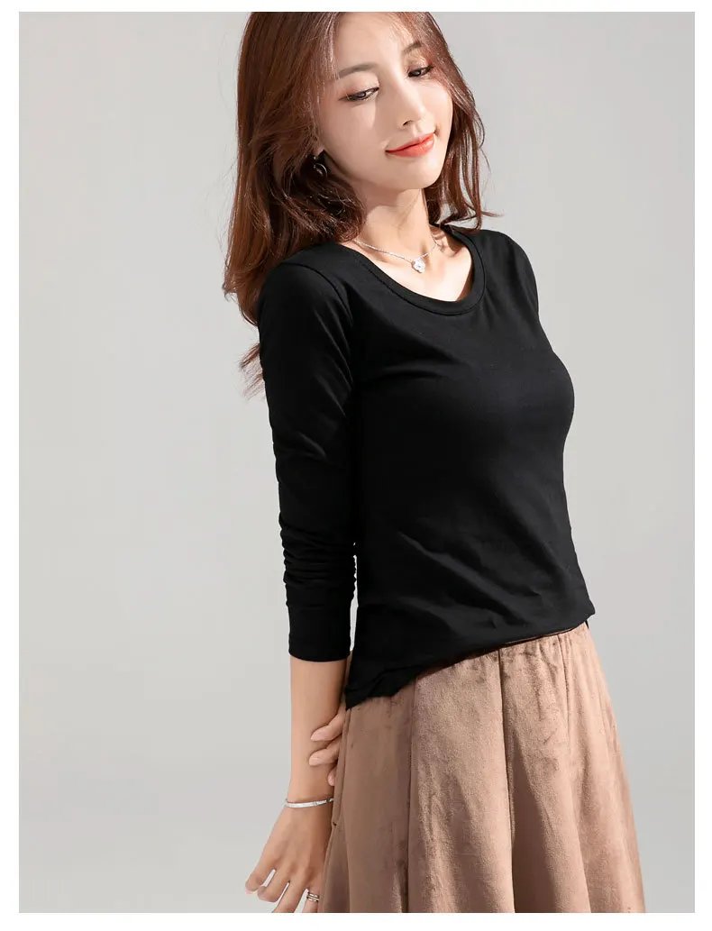 MRMT 2026 Brand New Women's T-shirt Slim Pure Cotton 95% Women T-shirt Long-sleeved for Female Thin White Tops Woman Tees Shirt