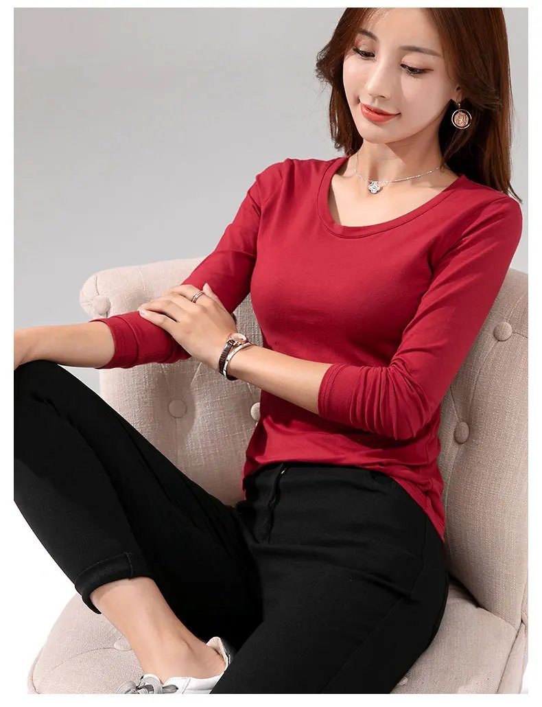 MRMT 2026 Brand New Women's T-shirt Slim Pure Cotton 95% Women T-shirt Long-sleeved for Female Thin White Tops Woman Tees Shirt