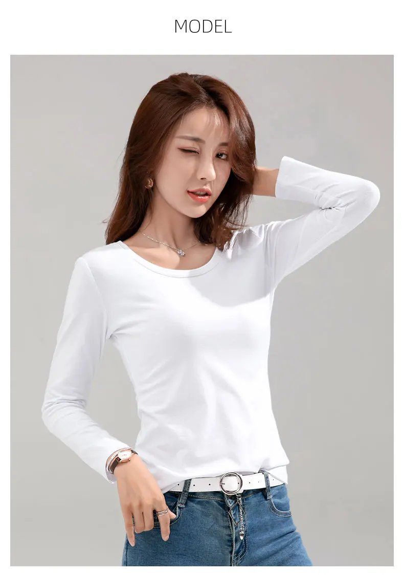 MRMT 2026 Brand New Women's T-shirt Slim Pure Cotton 95% Women T-shirt Long-sleeved for Female Thin White Tops Woman Tees Shirt