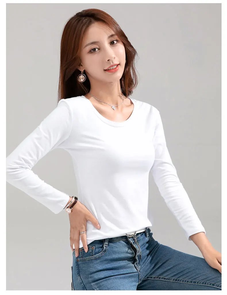 MRMT 2026 Brand New Women's T-shirt Slim Pure Cotton 95% Women T-shirt Long-sleeved for Female Thin White Tops Woman Tees Shirt