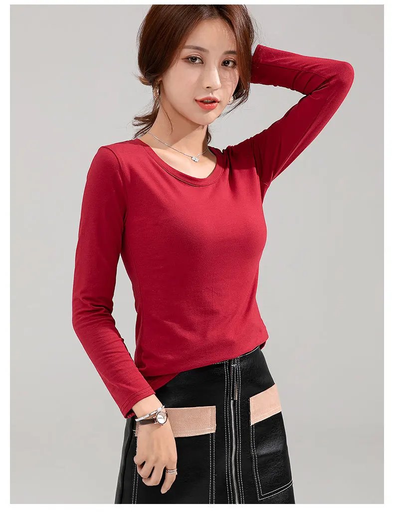 MRMT 2026 Brand New Women's T-shirt Slim Pure Cotton 95% Women T-shirt Long-sleeved for Female Thin White Tops Woman Tees Shirt