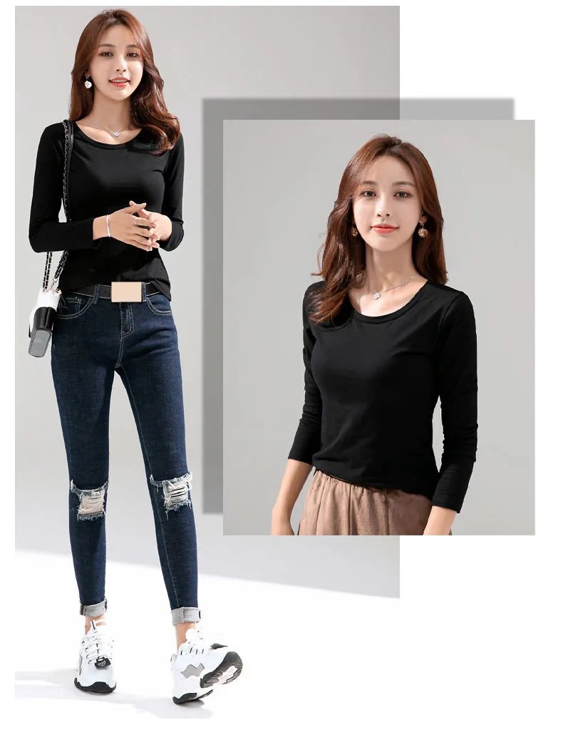 MRMT 2026 Brand New Women's T-shirt Slim Pure Cotton 95% Women T-shirt Long-sleeved for Female Thin White Tops Woman Tees Shirt