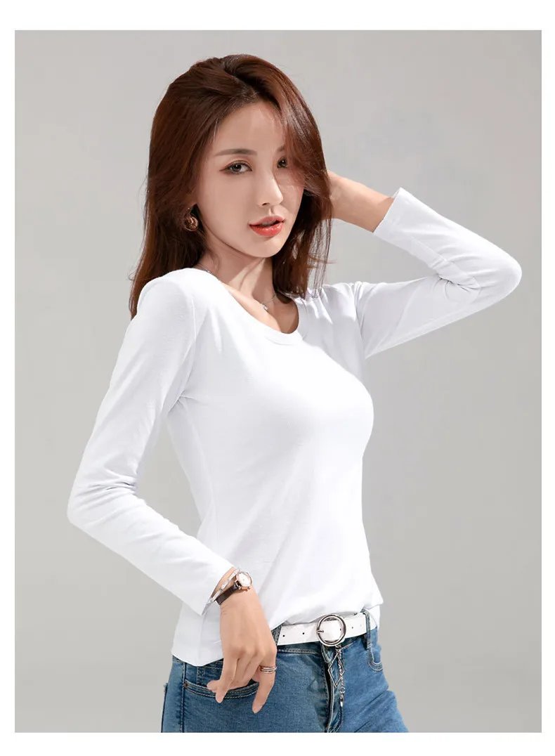 MRMT 2026 Brand New Women's T-shirt Slim Pure Cotton 95% Women T-shirt Long-sleeved for Female Thin White Tops Woman Tees Shirt