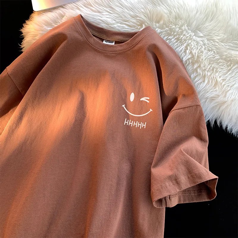 Men Women's Smiling Face Funny Fashion Couple Short Sleeved T-shirt American Basic Simple Oversized Loose Boys' Pullover Top Men Women's Smiling Face Funny Fashion Couple Short Sleeved T-shirt American Basic Simple Oversized Loose Boys' Pullover Top