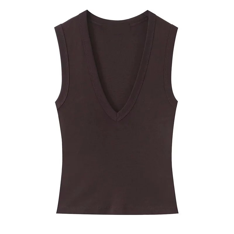 Women's Top 2026 Spring New Style Solid Color Sleeveless Sexy V-Neck Simple Slim Fit Top Casual Fashion Versatile