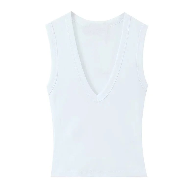 Women's Top 2026 Spring New Style Solid Color Sleeveless Sexy V-Neck Simple Slim Fit Top Casual Fashion Versatile