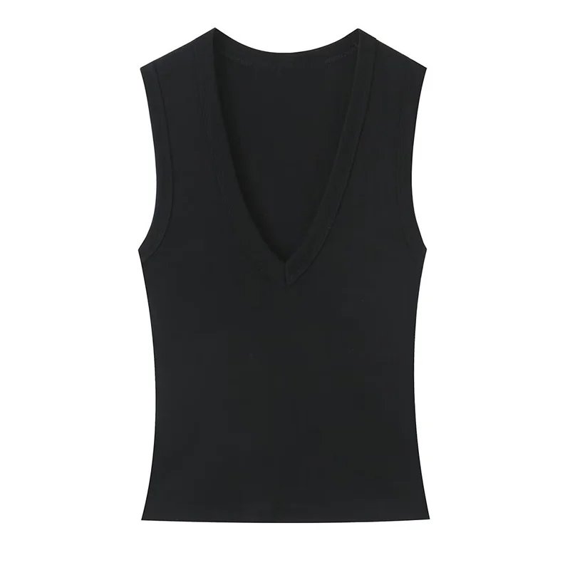 Women's Top 2026 Spring New Style Solid Color Sleeveless Sexy V-Neck Simple Slim Fit Top Casual Fashion Versatile