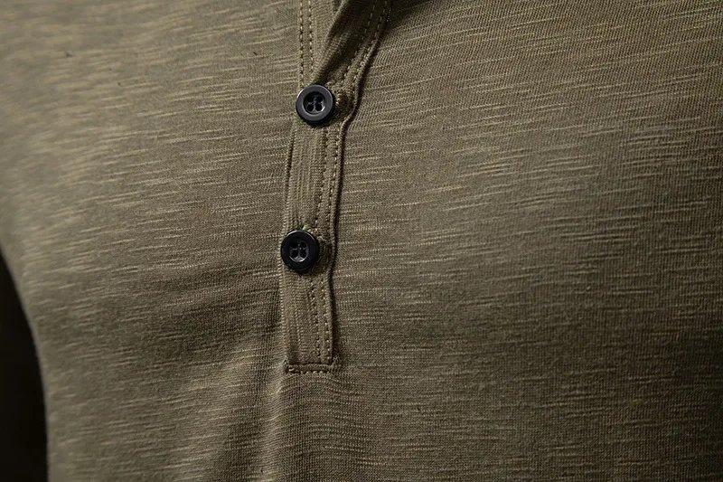Autumn New Men's Cotton Button Long Sleeve Henley Neck T-Shirt Casual Solid Color Breathable Versatile Fashion Slim T-Shirts