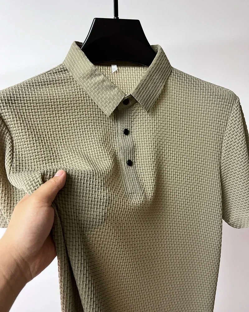 Brand Clothes Summer New Men's Short Sleeve T-shirt Ice Silk Cool and Breathable POLO Shirt Business Casual Sweat-absorbing Top Brand Clothes Summer New Men's Short Sleeve T-shirt Ice Silk Cool and Breathable POLO Shirt Business Casual Sweat-absorbing Top