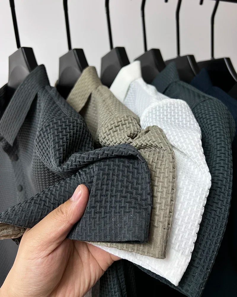 Brand Clothes Summer New Men's Short Sleeve T-shirt Ice Silk Cool and Breathable POLO Shirt Business Casual Sweat-absorbing Top Brand Clothes Summer New Men's Short Sleeve T-shirt Ice Silk Cool and Breathable POLO Shirt Business Casual Sweat-absorbing Top