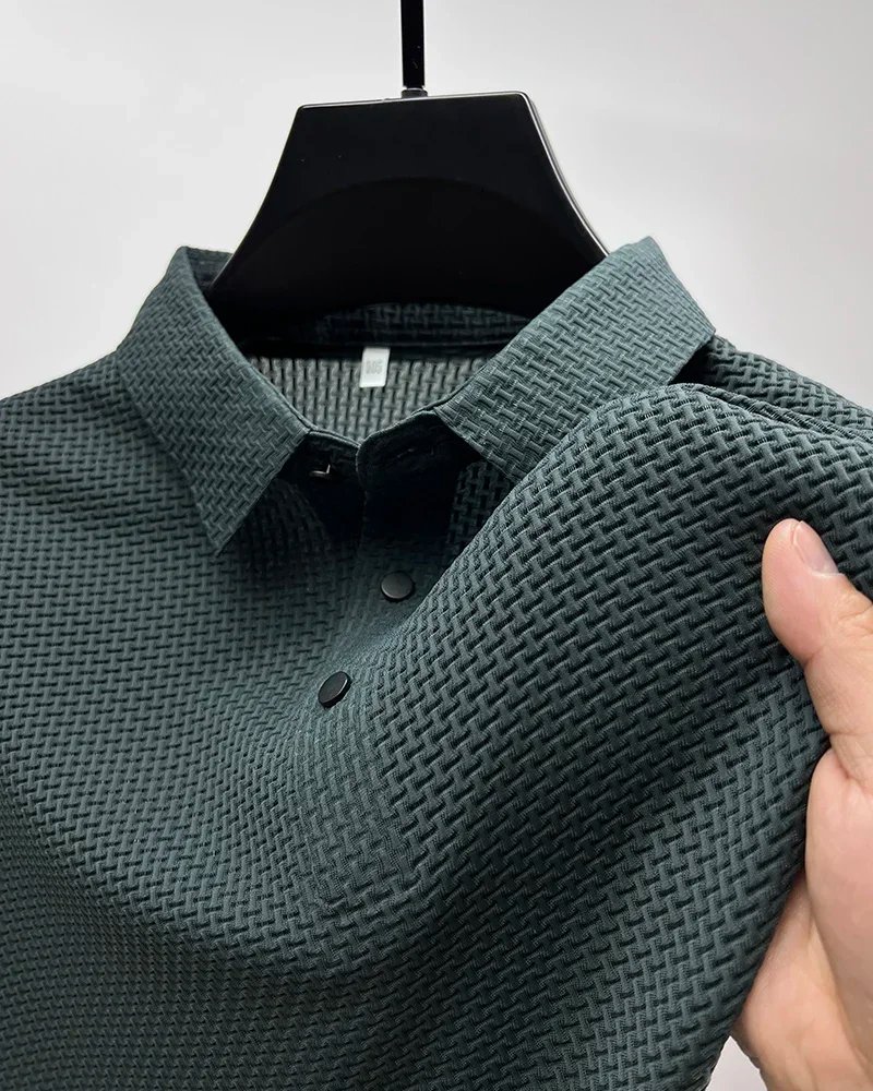 Brand Clothes Summer New Men's Short Sleeve T-shirt Ice Silk Cool and Breathable POLO Shirt Business Casual Sweat-absorbing Top Brand Clothes Summer New Men's Short Sleeve T-shirt Ice Silk Cool and Breathable POLO Shirt Business Casual Sweat-absorbing Top