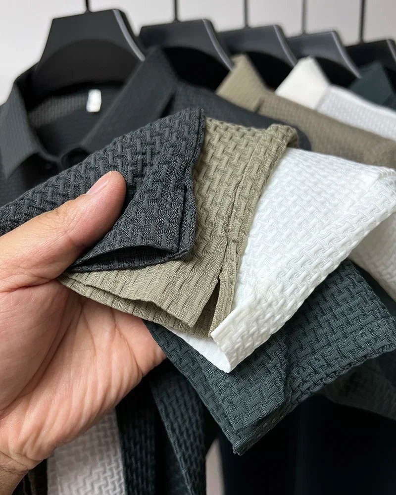 Brand Clothes Summer New Men's Short Sleeve T-shirt Ice Silk Cool and Breathable POLO Shirt Business Casual Sweat-absorbing Top Brand Clothes Summer New Men's Short Sleeve T-shirt Ice Silk Cool and Breathable POLO Shirt Business Casual Sweat-absorbing Top