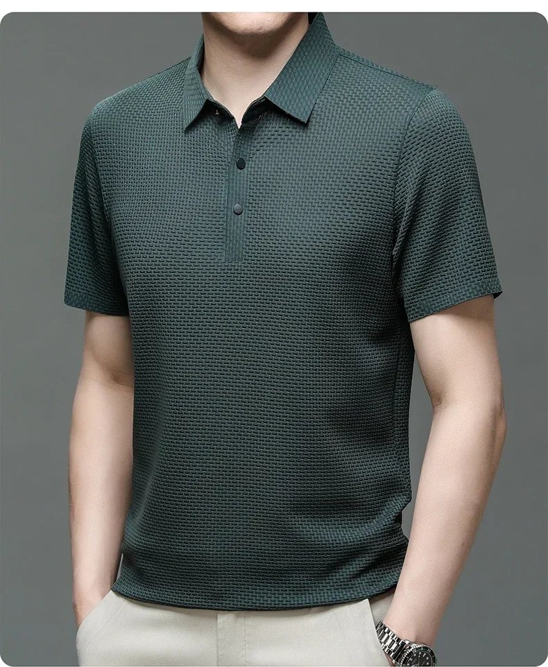 Brand Clothes Summer New Men's Short Sleeve T-shirt Ice Silk Cool and Breathable POLO Shirt Business Casual Sweat-absorbing Top Brand Clothes Summer New Men's Short Sleeve T-shirt Ice Silk Cool and Breathable POLO Shirt Business Casual Sweat-absorbing Top