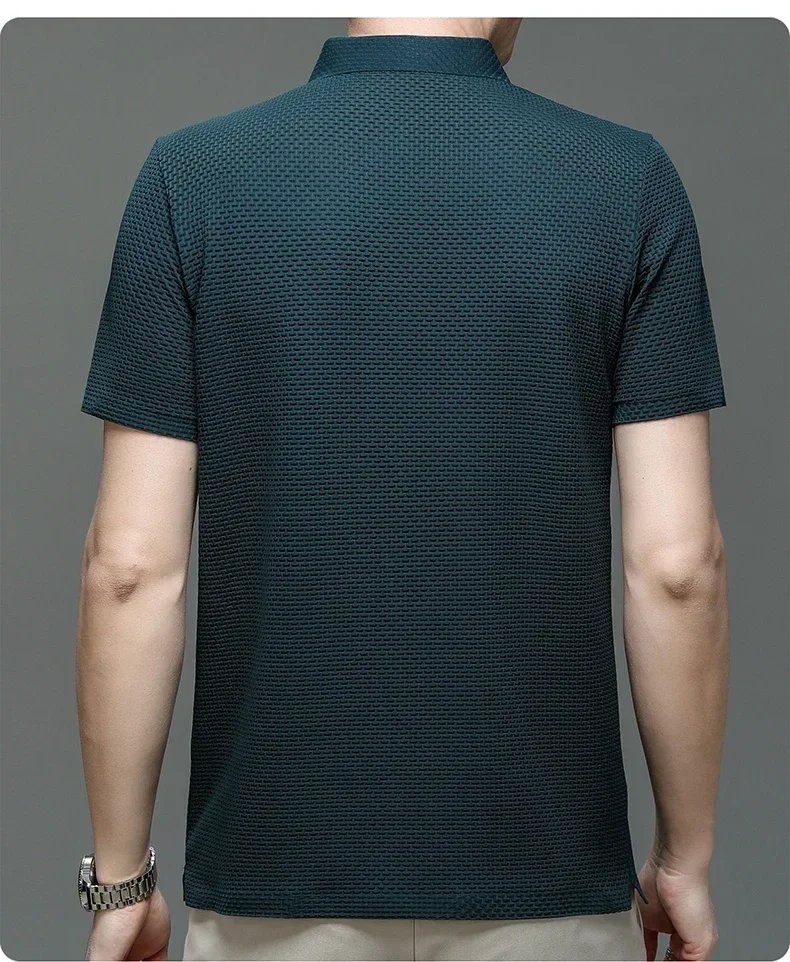 Brand Clothes Summer New Men's Short Sleeve T-shirt Ice Silk Cool and Breathable POLO Shirt Business Casual Sweat-absorbing Top Brand Clothes Summer New Men's Short Sleeve T-shirt Ice Silk Cool and Breathable POLO Shirt Business Casual Sweat-absorbing Top