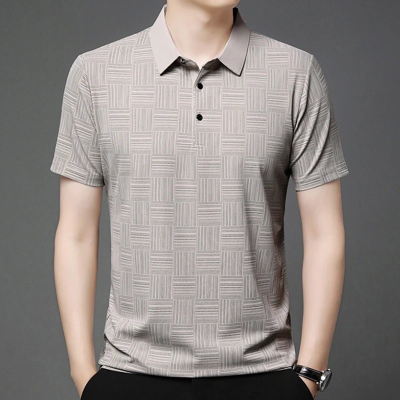 2026 Men's New Printed Business Casual Short sleeved POLO Shirt Fashion Short sleeved Comfortable and Breathable Top 2026 Men's New Printed Business Casual Short sleeved POLO Shirt Fashion Short sleeved Comfortable and Breathable Top