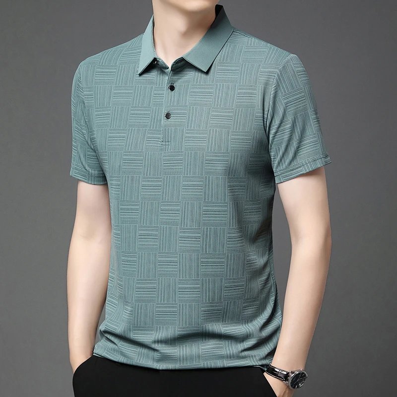 2026 Men's New Printed Business Casual Short sleeved POLO Shirt Fashion Short sleeved Comfortable and Breathable Top 2026 Men's New Printed Business Casual Short sleeved POLO Shirt Fashion Short sleeved Comfortable and Breathable Top