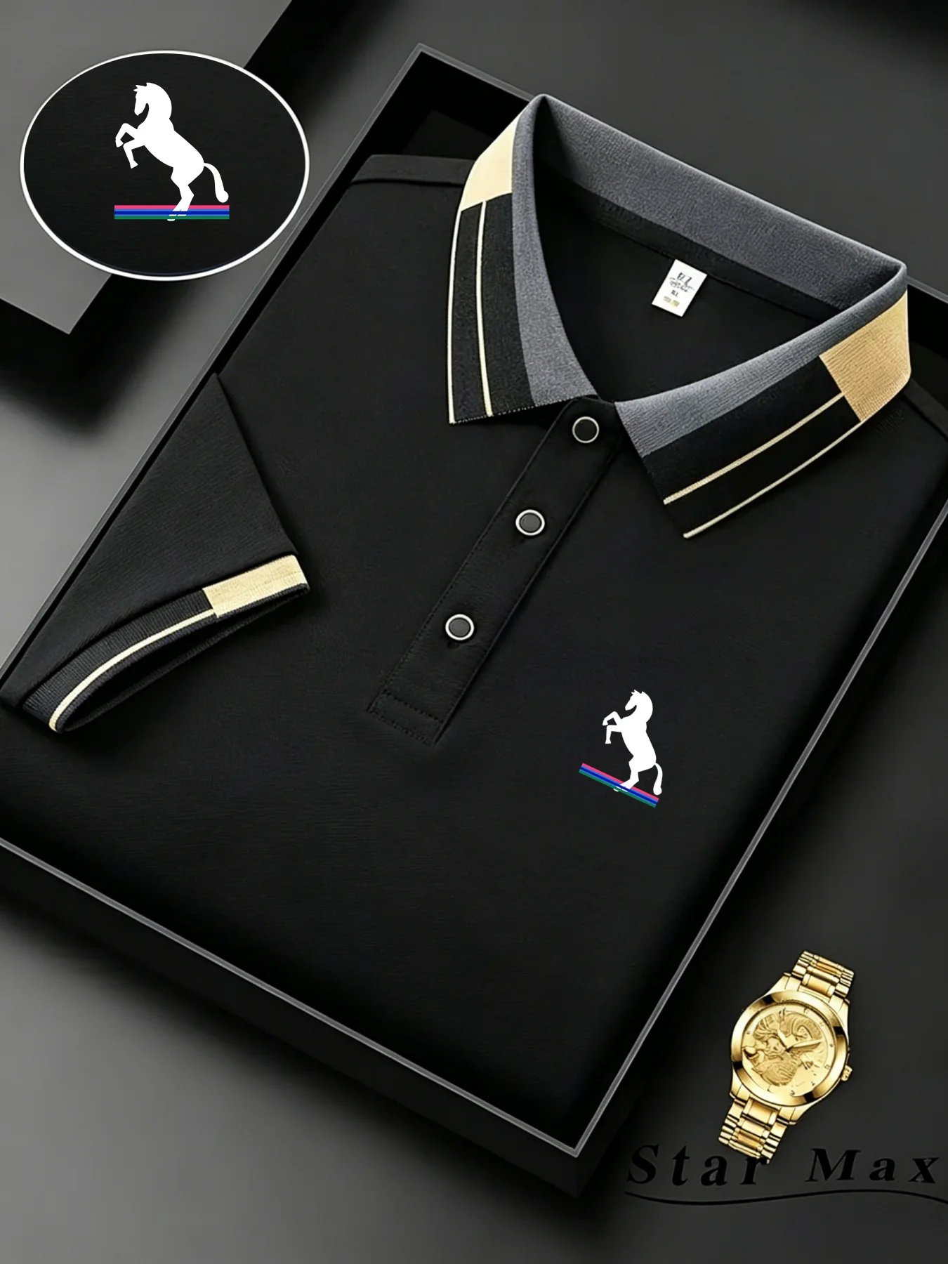 Men's Luxury Short Sleeve Polo Shirt with Horse Embroidery Milan Style Summer Casual T Shirt Men Business Brand Clothing Men's Luxury Short Sleeve Polo Shirt with Horse Embroidery Milan Style Summer Casual T Shirt Men Business Brand Clothing