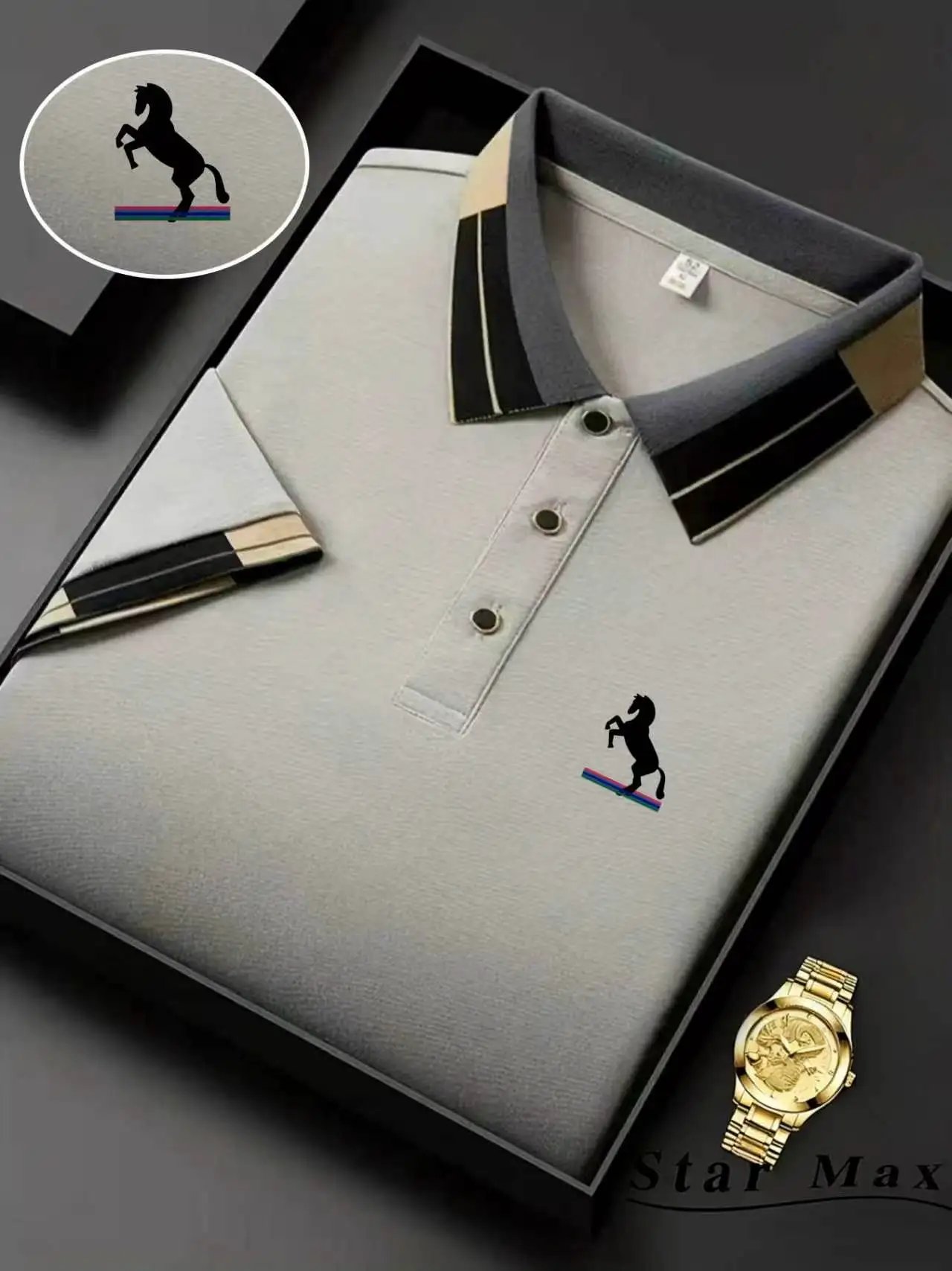 Men's Luxury Short Sleeve Polo Shirt with Horse Embroidery Milan Style Summer Casual T Shirt Men Business Brand Clothing Men's Luxury Short Sleeve Polo Shirt with Horse Embroidery Milan Style Summer Casual T Shirt Men Business Brand Clothing