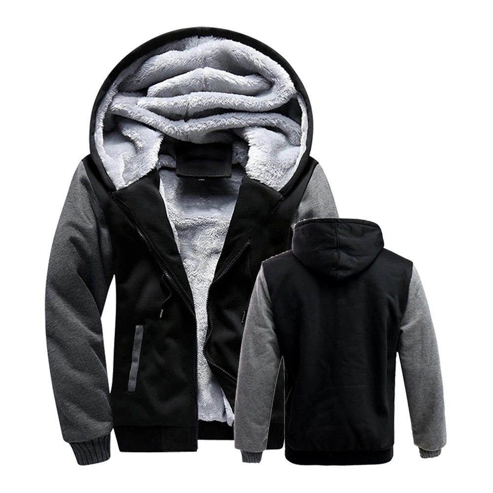 Men's Winter Jackets Thick Warm Jacket Brand Sportswear Coat Pants Solid Color Fleece Zipper Hooded Long Sleeved Male Outerwear Men's Winter Jackets Thick Warm Jacket Brand Sportswear Coat Pants Solid Color Fleece Zipper Hooded Long Sleeved Male Outerwear