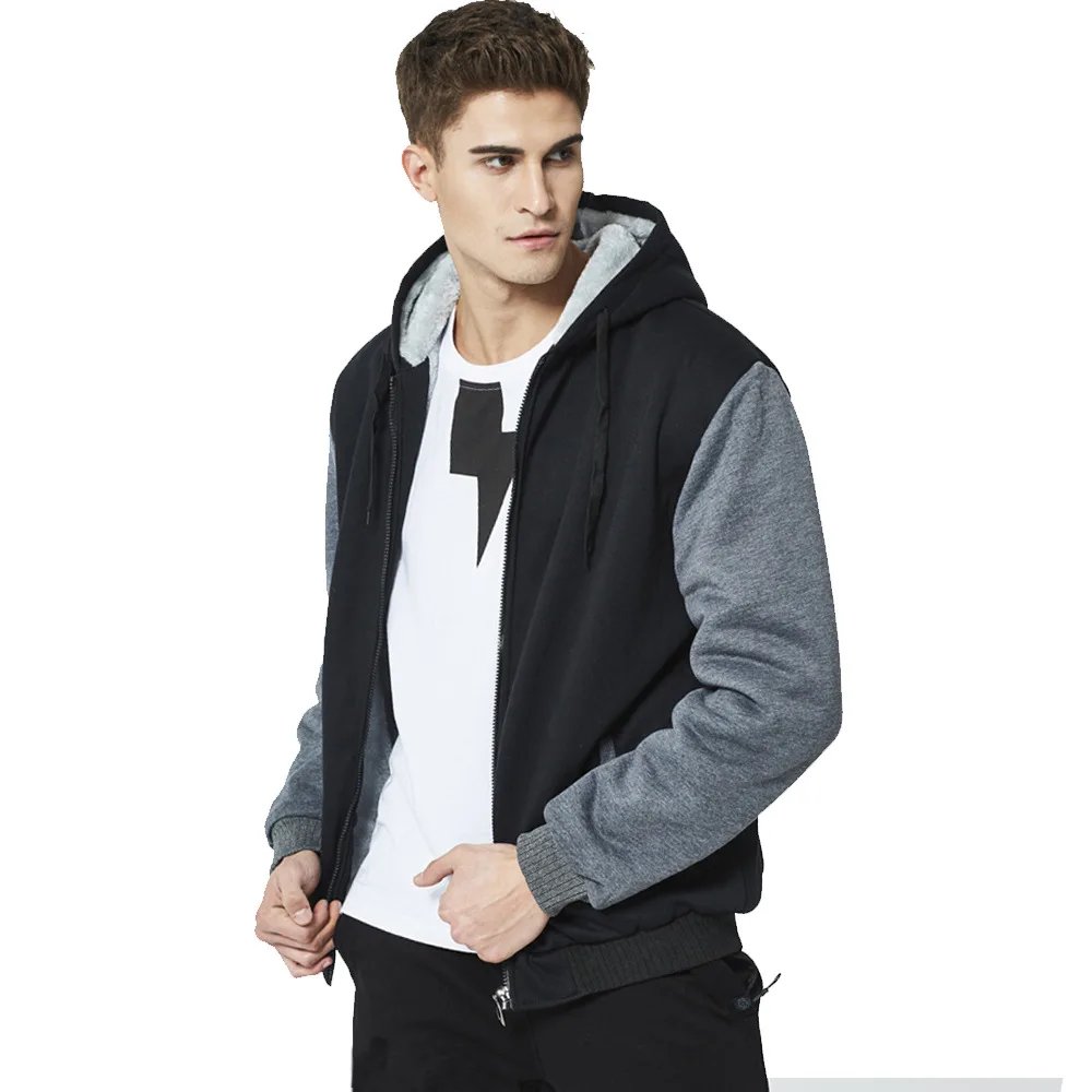 Men's Winter Jackets Thick Warm Jacket Brand Sportswear Coat Pants Solid Color Fleece Zipper Hooded Long Sleeved Male Outerwear Men's Winter Jackets Thick Warm Jacket Brand Sportswear Coat Pants Solid Color Fleece Zipper Hooded Long Sleeved Male Outerwear