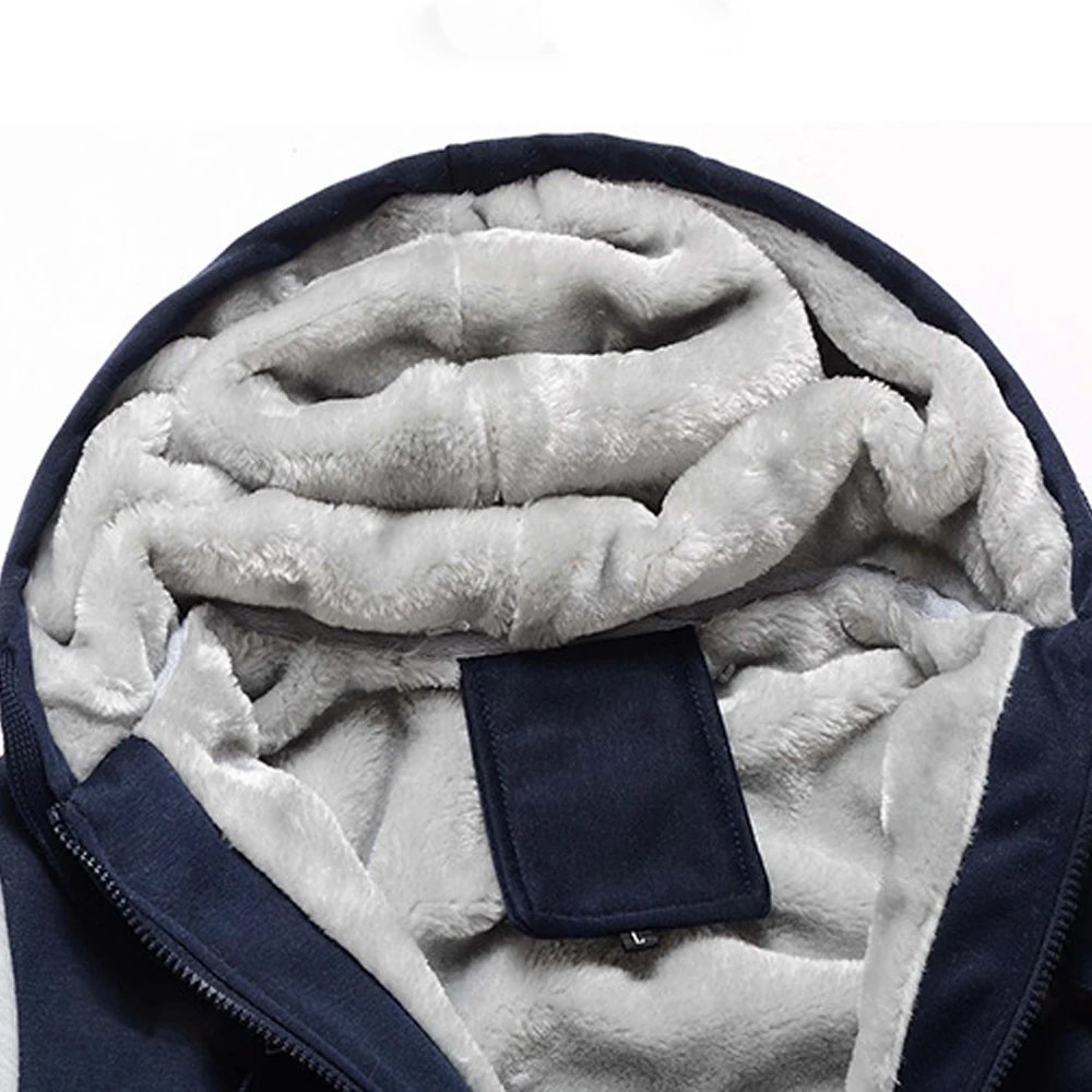 Men's Winter Jackets Thick Warm Jacket Brand Sportswear Coat Pants Solid Color Fleece Zipper Hooded Long Sleeved Male Outerwear Men's Winter Jackets Thick Warm Jacket Brand Sportswear Coat Pants Solid Color Fleece Zipper Hooded Long Sleeved Male Outerwear