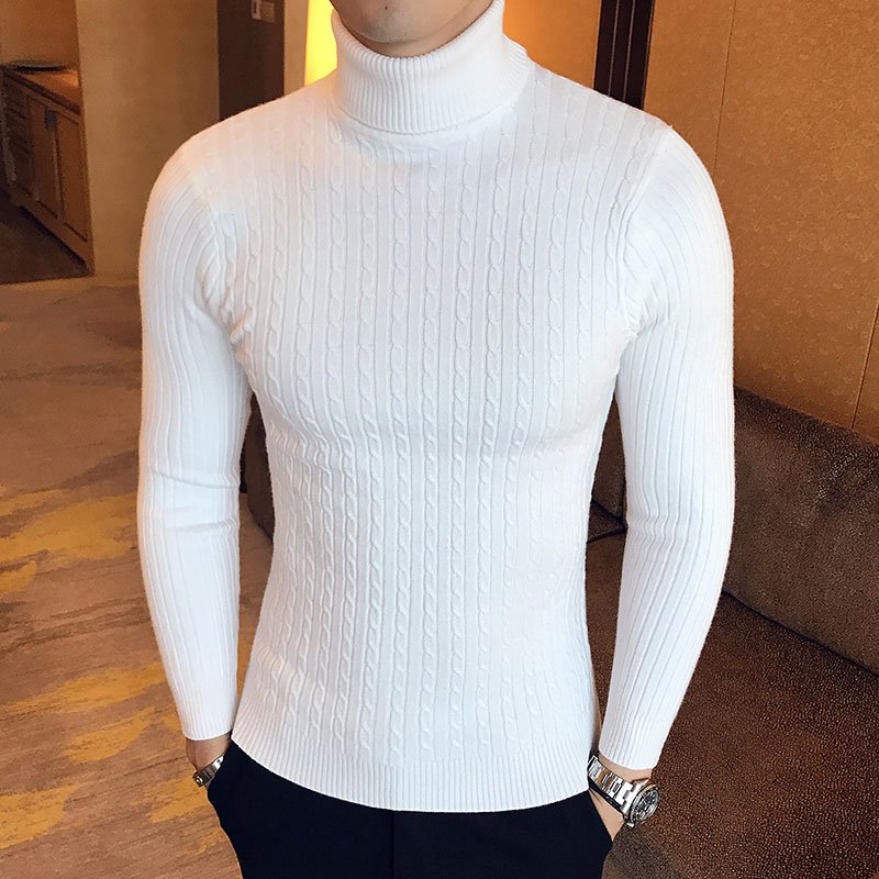 New Men's High Neck Sweater Solid Color Pullover Knitted Warm Casual Turtleneck Sweatwear Woolen Mens Winter Outdoor Tops New Men's High Neck Sweater Solid Color Pullover Knitted Warm Casual Turtleneck Sweatwear Woolen Mens Winter Outdoor Tops
