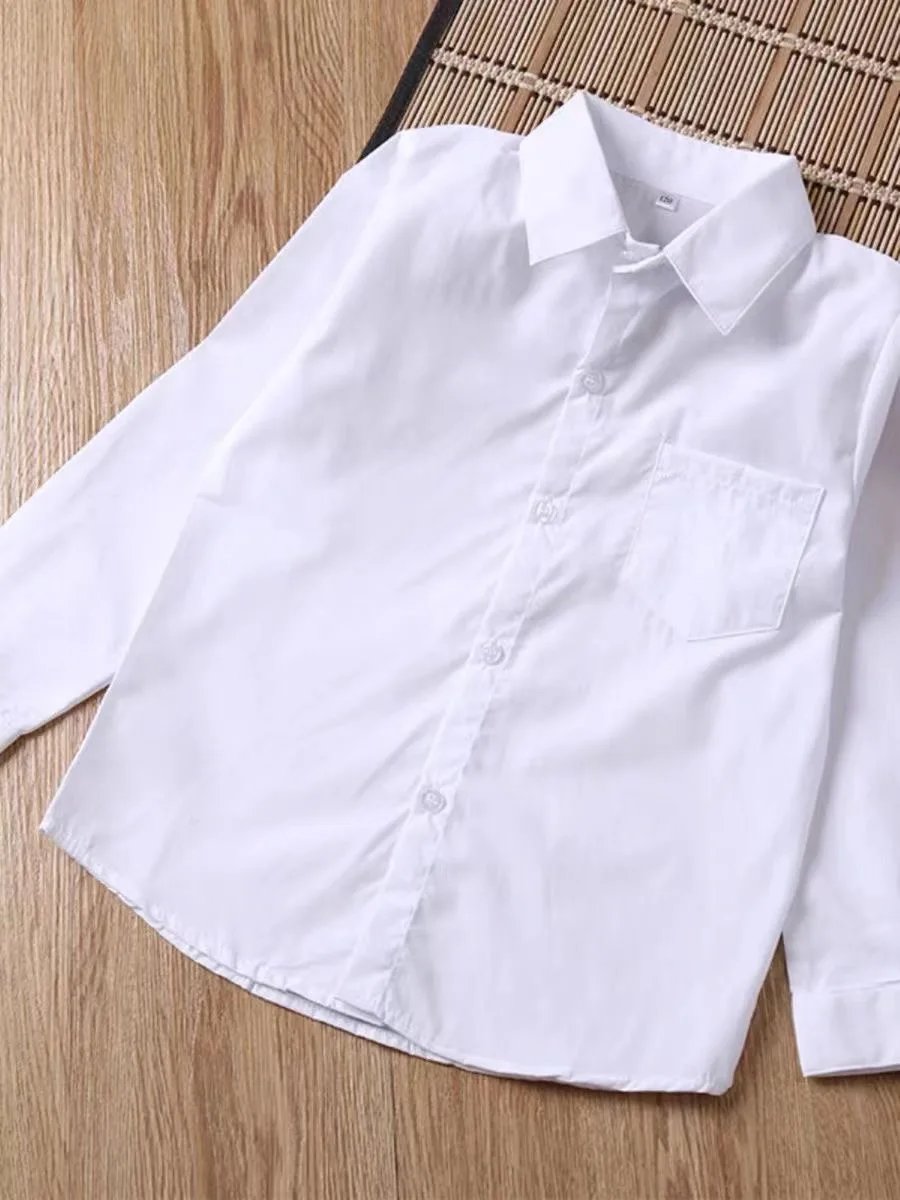 Baby Toddler Teenage Clothes School Uniform Shirts White Long Sleeve Short Sleeve Turn-down Collar Kids Shirt For Children Tops Baby Toddler Teenage Clothes School Uniform Shirts White Long Sleeve Short Sleeve Turn-down Collar Kids Shirt For Children Tops