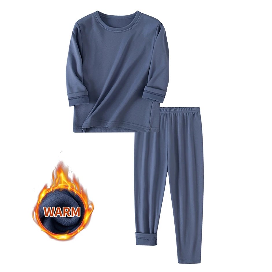 2piece Autumn And Winter Children's Solid Color Simple Multi Color Warm Underwear Set for Boys and Girls Fashion Home Base Shirt