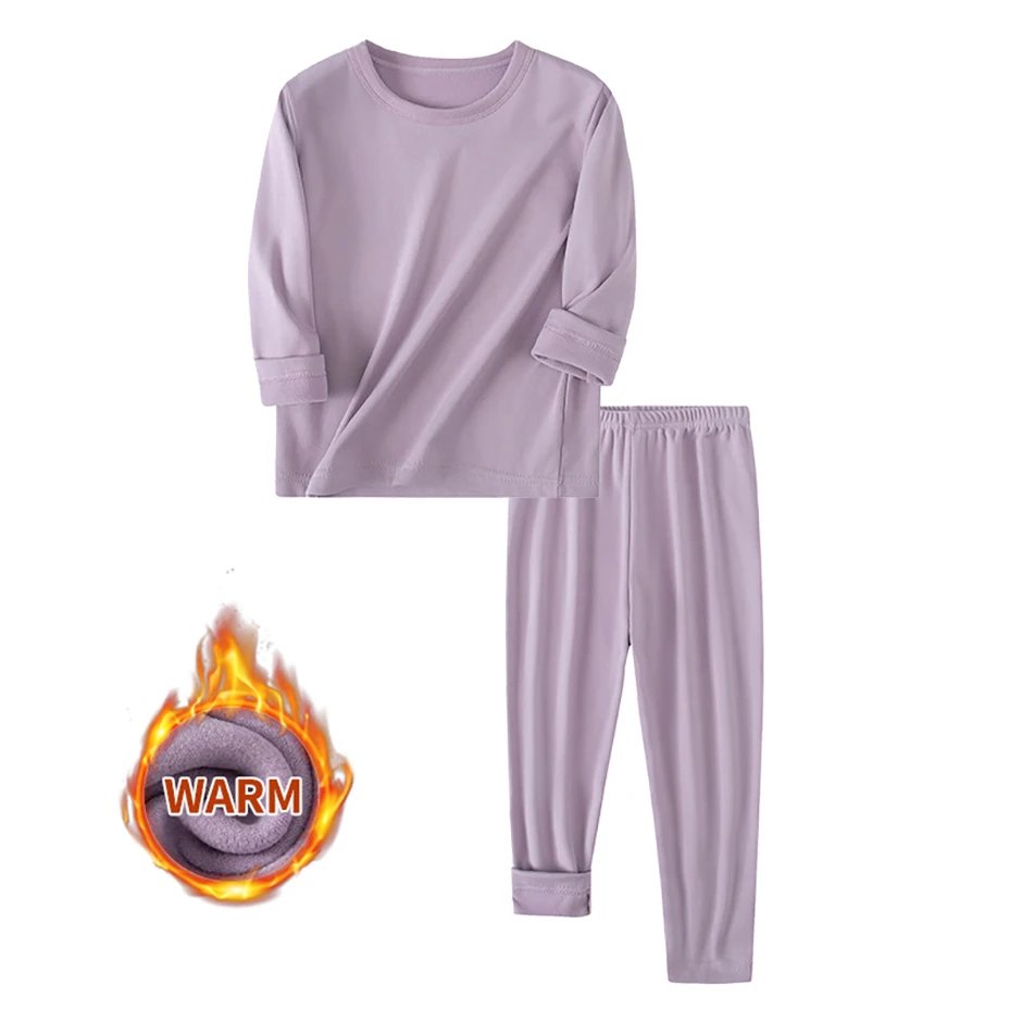 2piece Autumn And Winter Children's Solid Color Simple Multi Color Warm Underwear Set for Boys and Girls Fashion Home Base Shirt