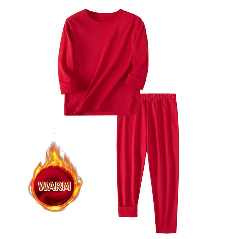 2piece Autumn And Winter Children's Solid Color Simple Multi Color Warm Underwear Set for Boys and Girls Fashion Home Base Shirt