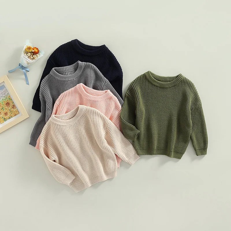 Suefunskry Newborn Baby Girl Boy Knitted Long Sleeve Autumn Winter Sweater Solid Loose Pullover Casual Tops Kids Clothes 3M-5Y Suefunskry Newborn Baby Girl Boy Knitted Long Sleeve Autumn Winter Sweater Solid Loose Pullover Casual Tops Kids Clothes 3M-5Y
