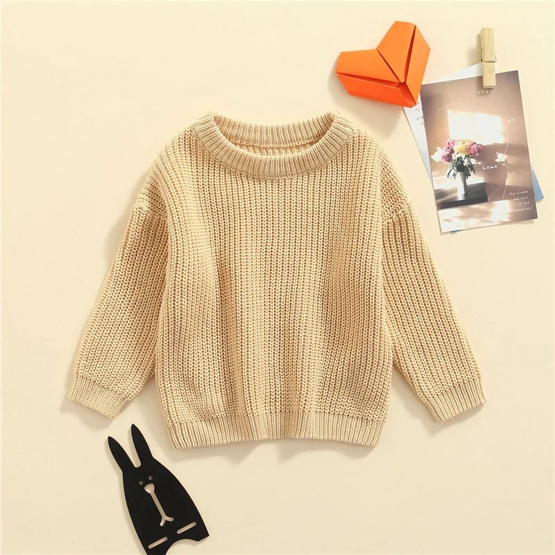 Suefunskry Newborn Baby Girl Boy Knitted Long Sleeve Autumn Winter Sweater Solid Loose Pullover Casual Tops Kids Clothes 3M-5Y Suefunskry Newborn Baby Girl Boy Knitted Long Sleeve Autumn Winter Sweater Solid Loose Pullover Casual Tops Kids Clothes 3M-5Y