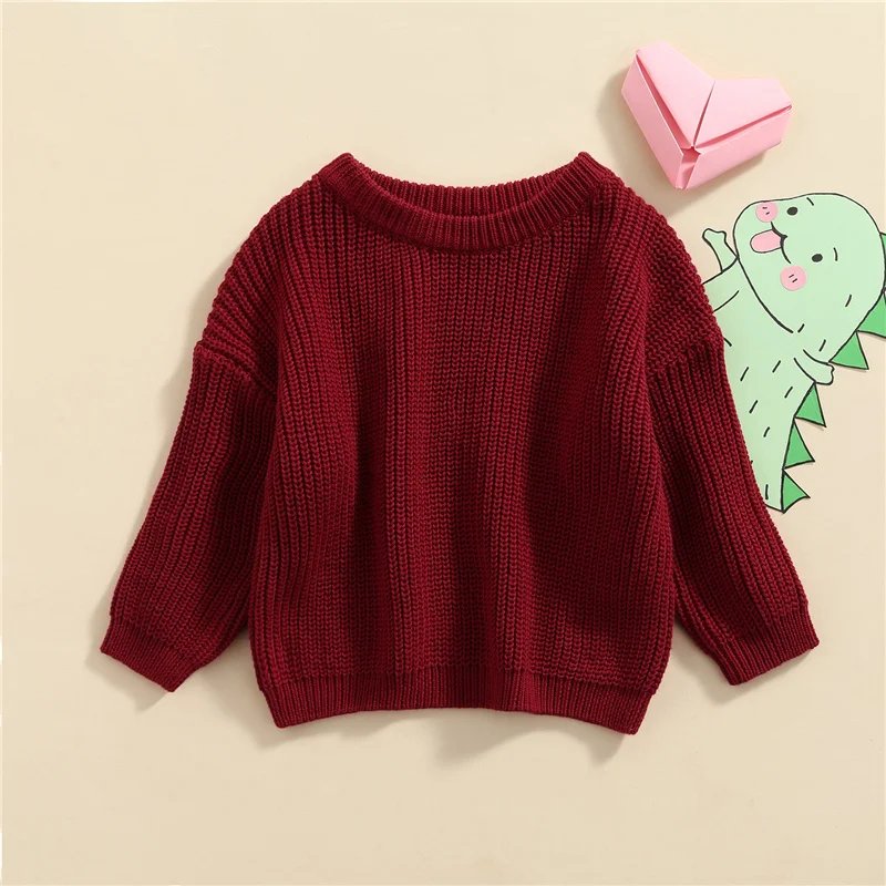 Suefunskry Newborn Baby Girl Boy Knitted Long Sleeve Autumn Winter Sweater Solid Loose Pullover Casual Tops Kids Clothes 3M-5Y Suefunskry Newborn Baby Girl Boy Knitted Long Sleeve Autumn Winter Sweater Solid Loose Pullover Casual Tops Kids Clothes 3M-5Y